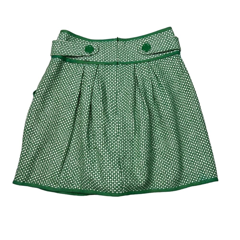 Tullette Retro Geometric Print Lined Pleat Front Mini Skirt Green Size Small - Picture 2 of 7